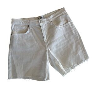 Just Black Denim Women's Crisp White Jean Shorts with Fringe Hem | size 30